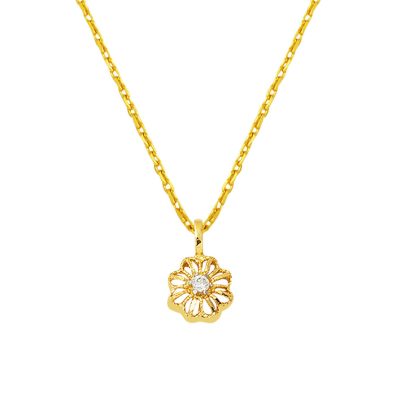 avec Pierres Fleur 14 Carats Or Collier