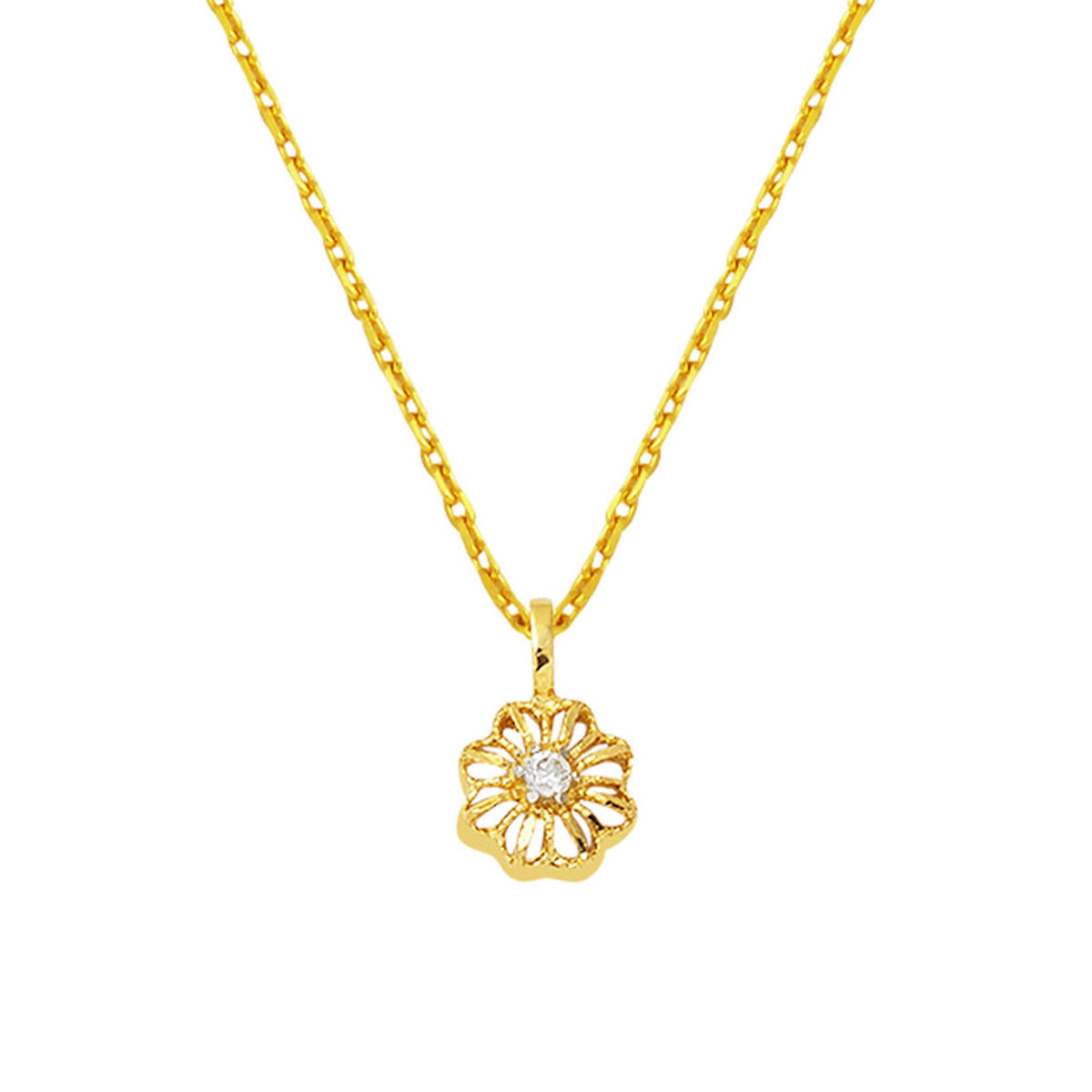 avec Pierres Fleur 14 Carats Or Collier