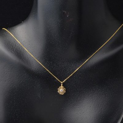 avec Pierres Fleur 14 Carats Or Collier - 14K - 1.67g - EZ Gold