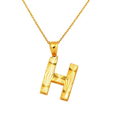 H Baş Lettreli 22 Carats 3 Boyutlu Or Collier