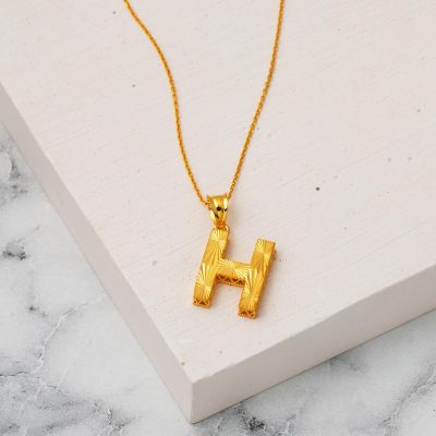 H Baş Letterli 22K 3 Boyutlu Gold Necklace - 22K - 2.92g - EZ Gold