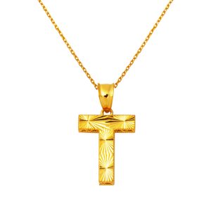 T Baş Lettrei 22 Carats 3 Boyutlu Or Collier