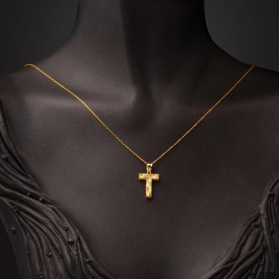 T Baş Lettrei 22 Carats 3 Boyutlu Or Collier - 22K - 2.53g - EZ Gold