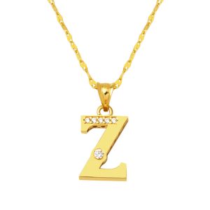 Lettera Z Baş Letterli 14 Karat Gold Necklace