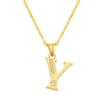 Lettera Y Lettrei Or Collier 14 Carats