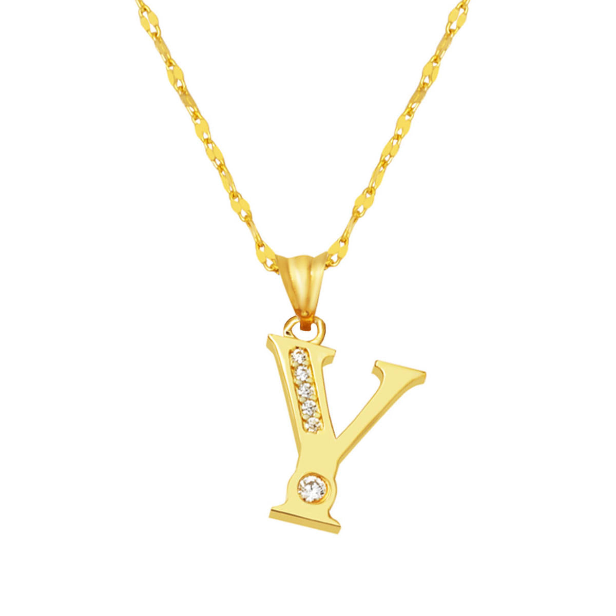 Lettera Y Lettrei Or Collier 14 Carats