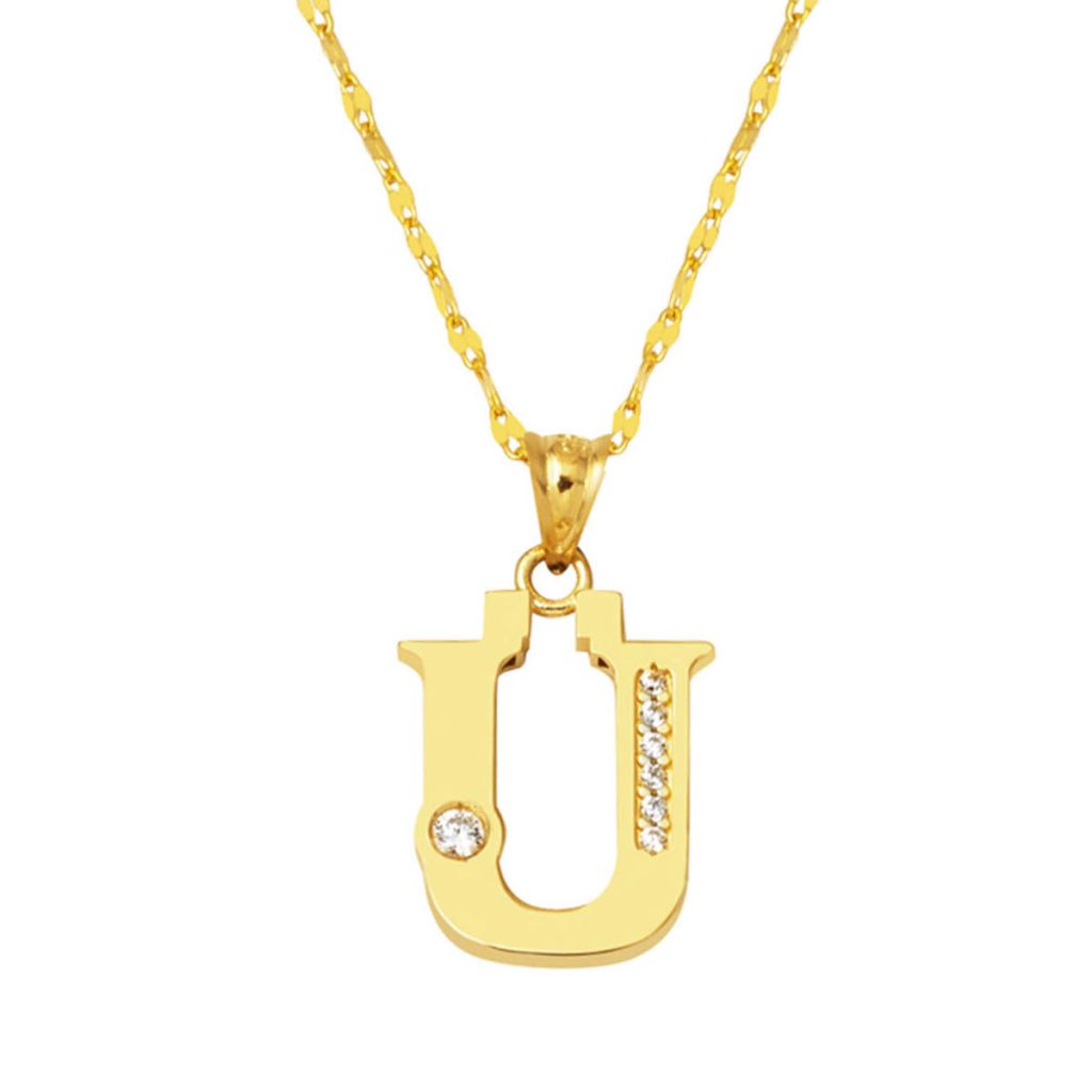 Lettera Ü Lettrei Or Collier 14 Carats