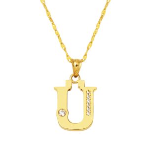 Lettera Ü Letteri Gold Necklace 14 Karat