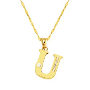 Lettera U Letteri Chain 14 Karat Gold Necklace