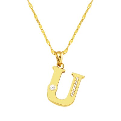Lettera U Lettrei Zincirli 14 Carats Or Collier