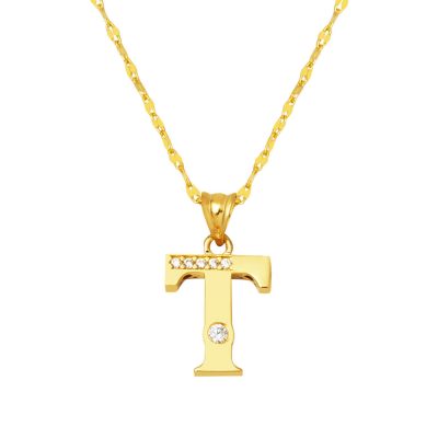 Lettera T Lettrei 14 Carats Or Collier