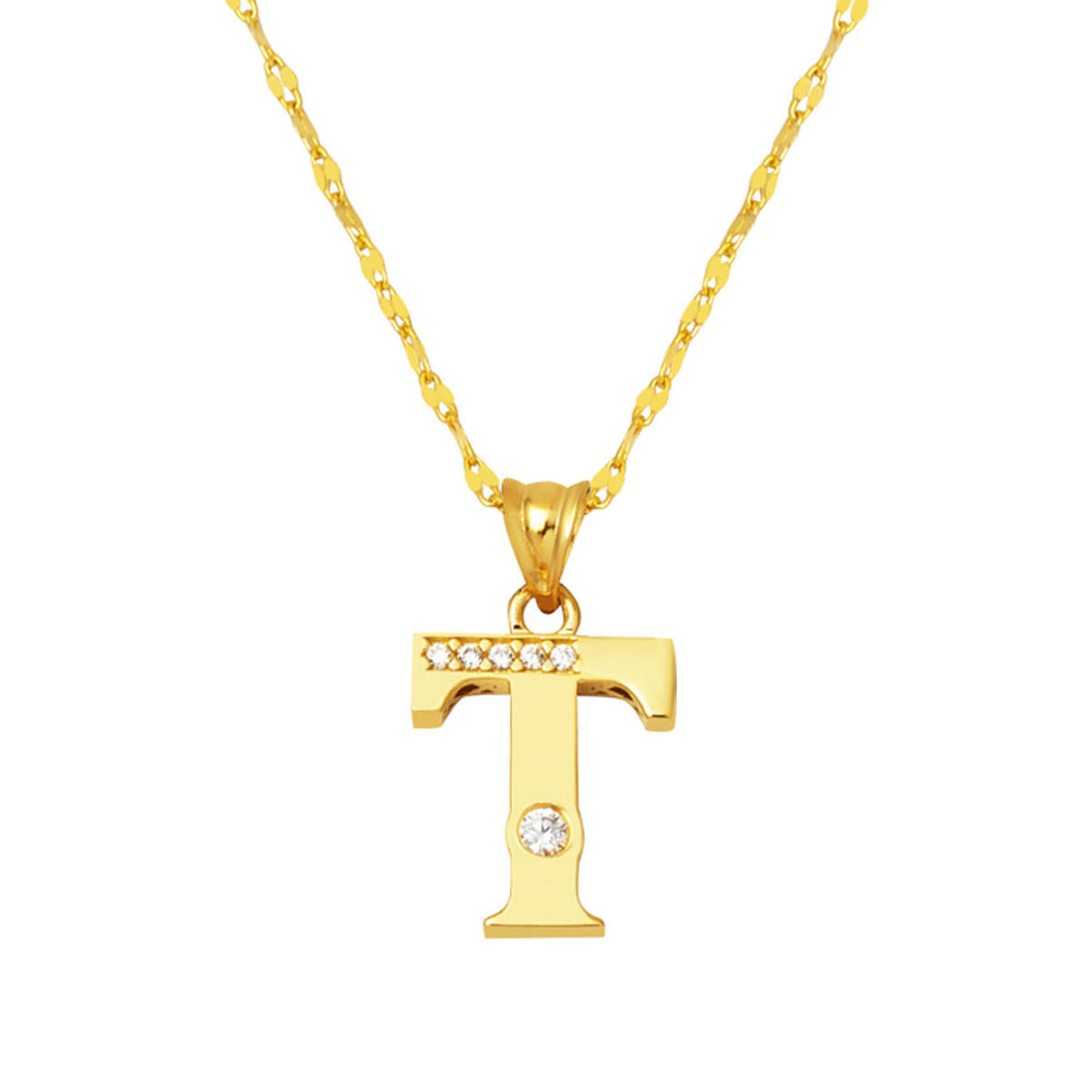 Lettera T Lettrei 14 Carats Or Collier
