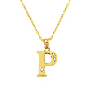 Lettera P Lettrei a Chaine 14 Carats Or Collier
