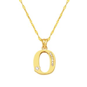 Lettera O Baş Letterli 14 Karat Gold Necklace