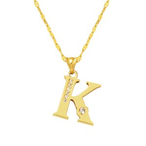 Lettera K Lettrei a Chaine 14 Carats Or Collier