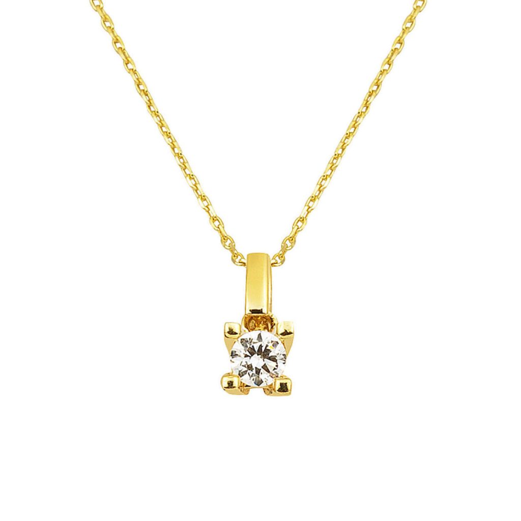 Tek avec Pierres Jaune Or 14 Carats Collier