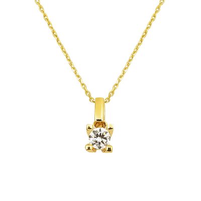 Solitairelı Jaune Or 14 Carats Collier