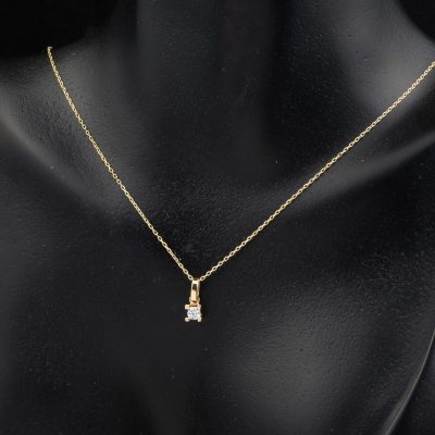 Solitairelı Jaune Or 14 Carats Collier - 14K - 1.23g - EZ Gold