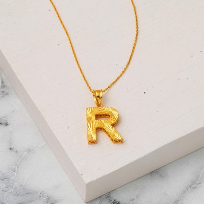 R Baş Lettrei Üç Boyutlu 22 Carats Collier - 22K - 2.94g - EZ Gold