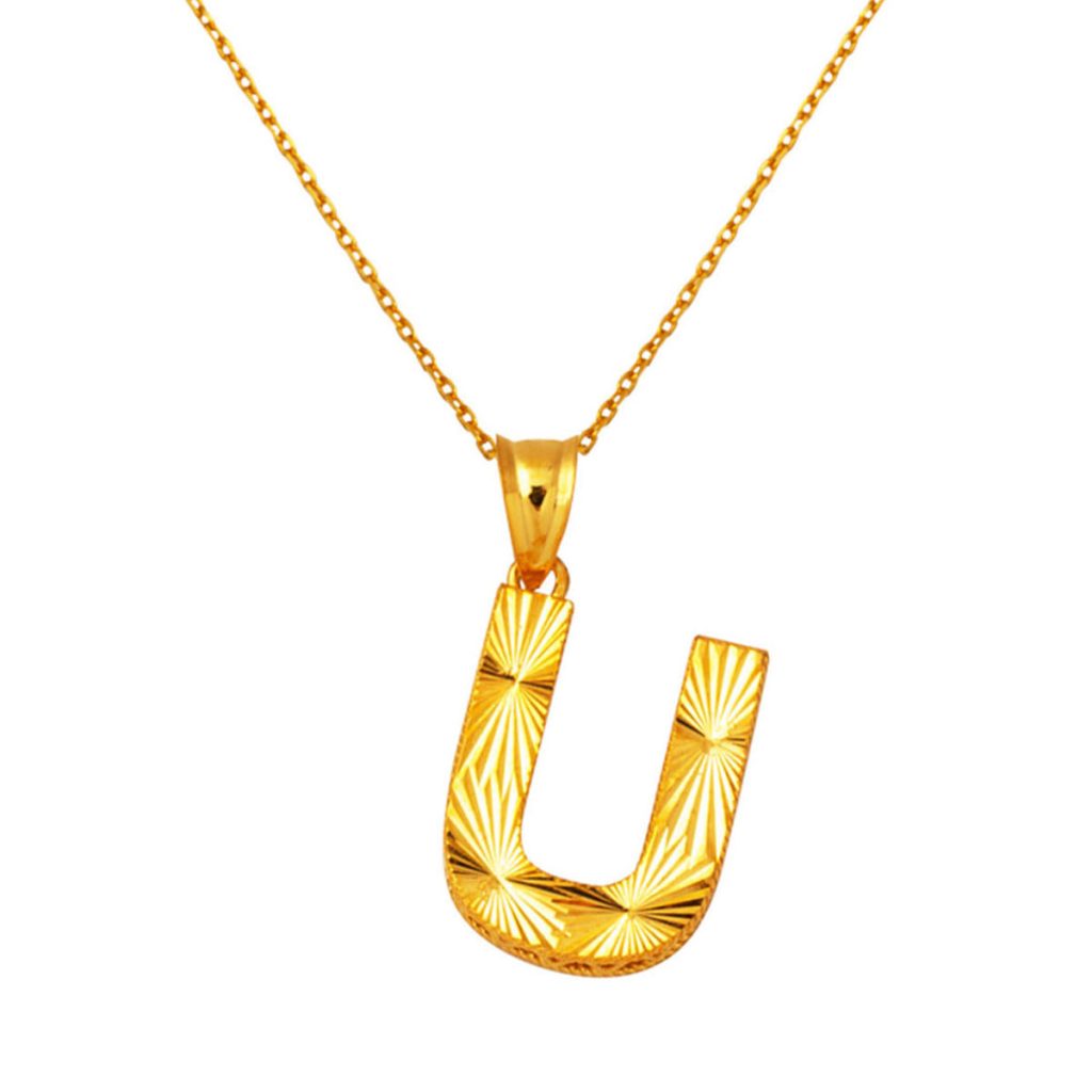 22 Karat 3 Boyutlu U Letter Necklace