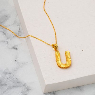 22K 3 Boyutlu U Letter Necklace - 22K - 2.73g - EZ Gold