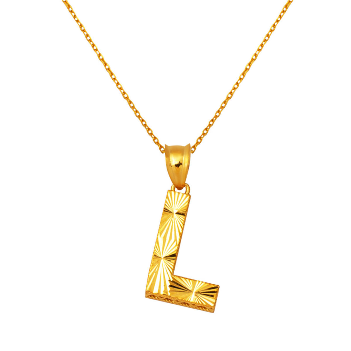 22 Karat 3 Boyutlu L Letter Gold Necklace