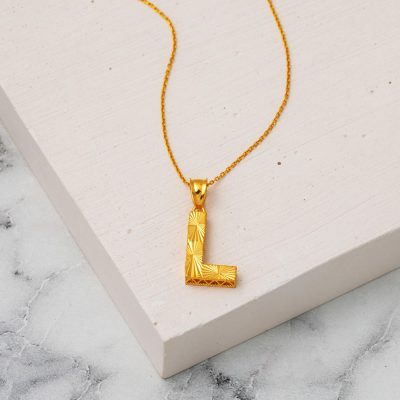 22K 3 Boyutlu L Letter Gold Necklace - 22K - 2.41g - EZ Gold