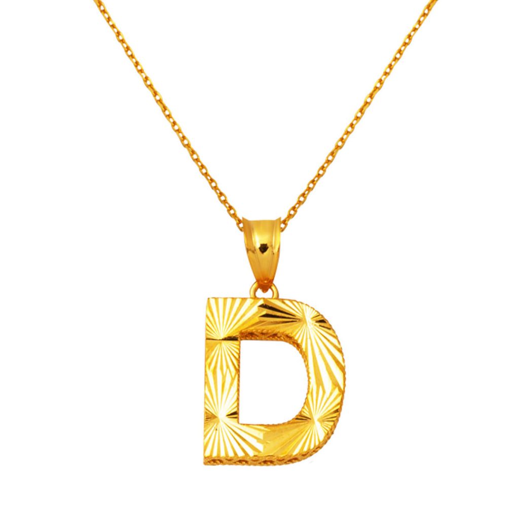D Letteri Üç Boyutlu 22 Karat Gold Necklace