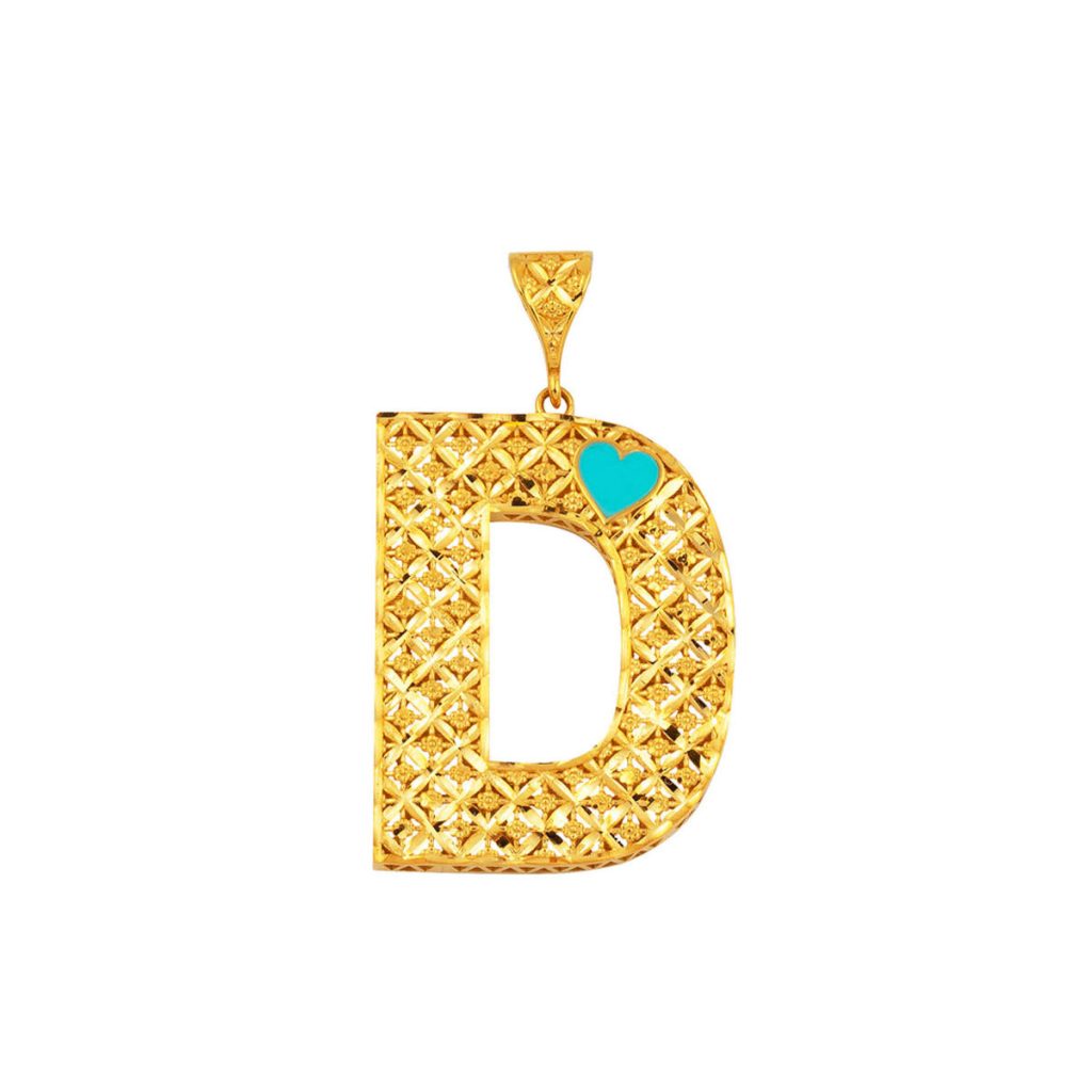 D Letteri with Heart 22 Karat Zincirsiz Necklace