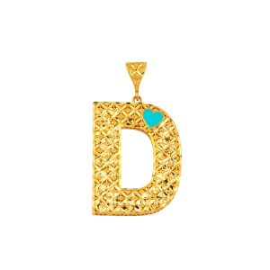 D Letteri with Heart 22 Karat Zincirsiz Necklace