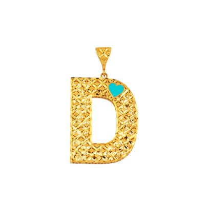 D Lettrei avec Cœur 22 Carats Zincirsiz Collier