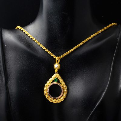 14 Carats Saç Tressésü Quart Çerçeveli Collier - 14K - 5.79g - EZ Gold