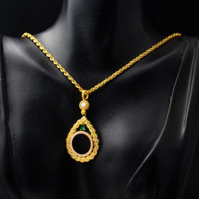 14 Carats Goutte avec Pierres Quart Çerçeveli Collier - 14K - 5.67g - EZ Gold