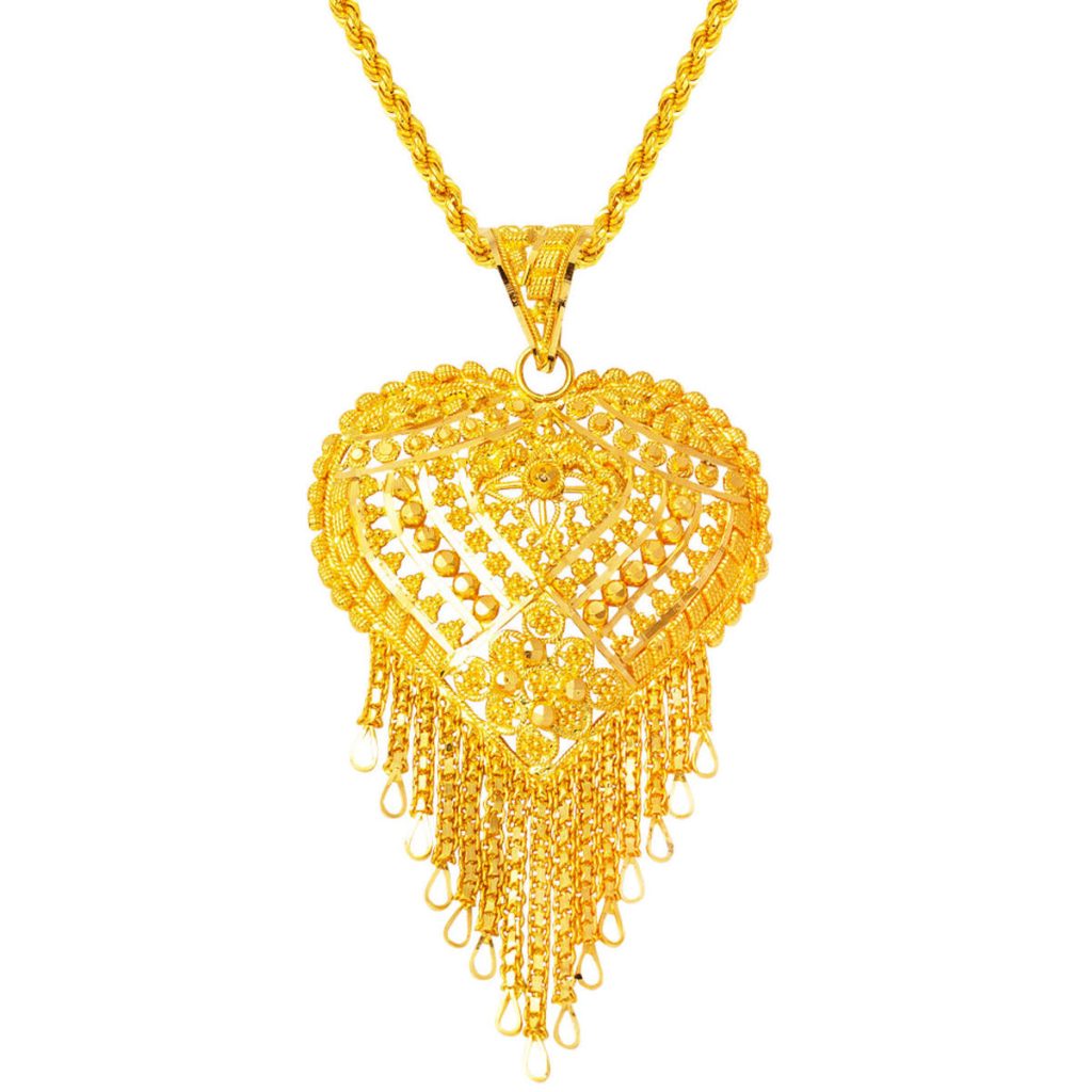 22 Karat with Heart Hint İşi Gold Necklace