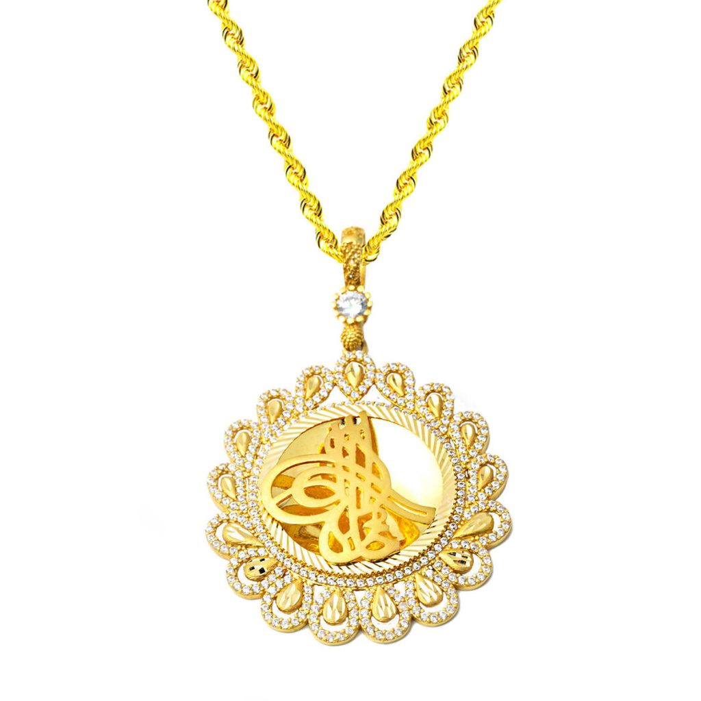 avec Pierres Gouttelar Monogramme Ottoman 22 Carats Or Collier