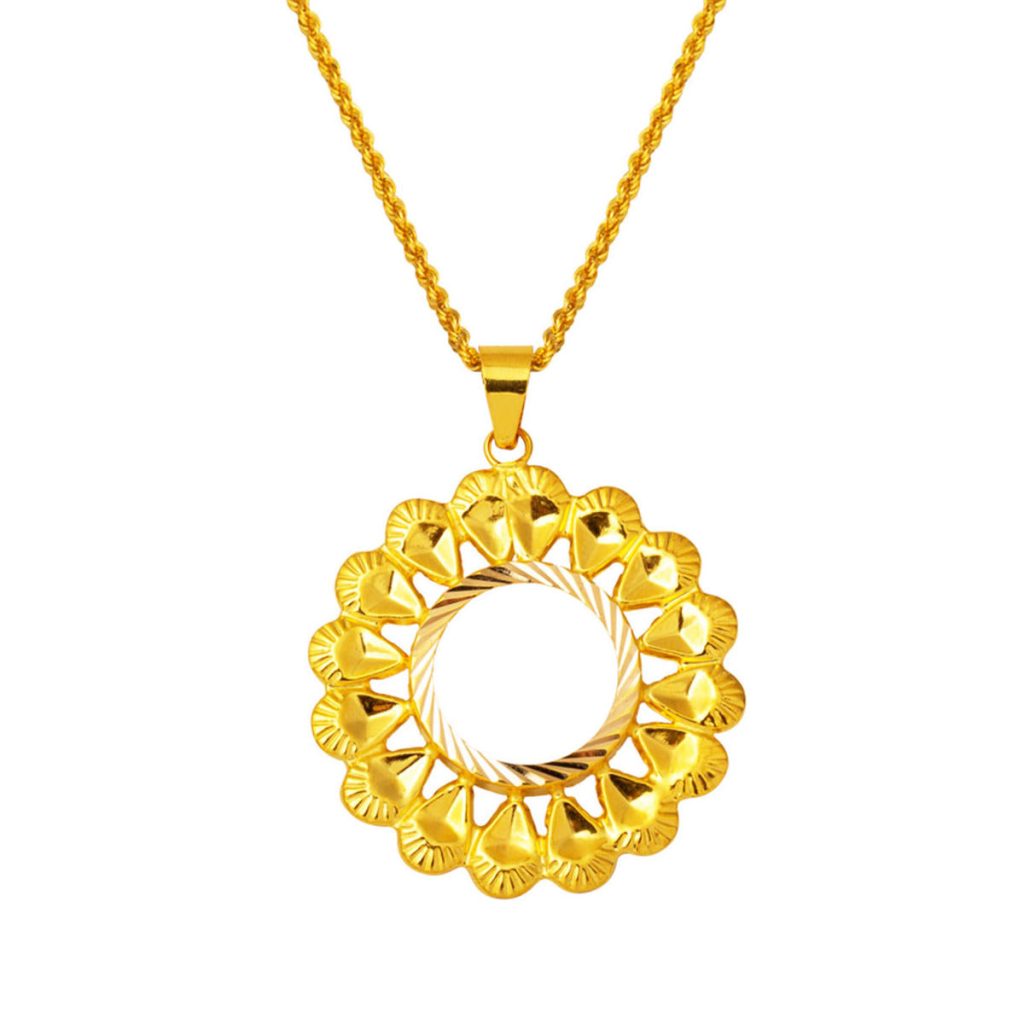 sans Pierre Papatya 14 Carats Or avec Quartk Collier