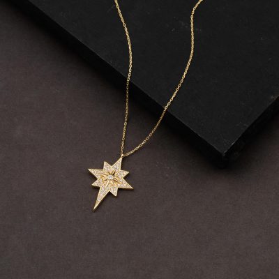 14 Carats Kuzey Étoileı Or Collier - 14K - 2.3g - EZ Gold