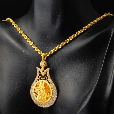 14 Carats Or Lale avec Monogramme Collier - 14K - 17.6g - EZ Gold