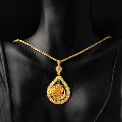 Torsadé Çerçeve avec Monogramme Or Collier - 14K - 8.49g - EZ Gold