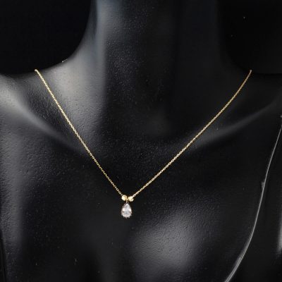 Goutte Diamant Tarzı 14 Carats Or Collier - 14K - 1.52g - EZ Gold