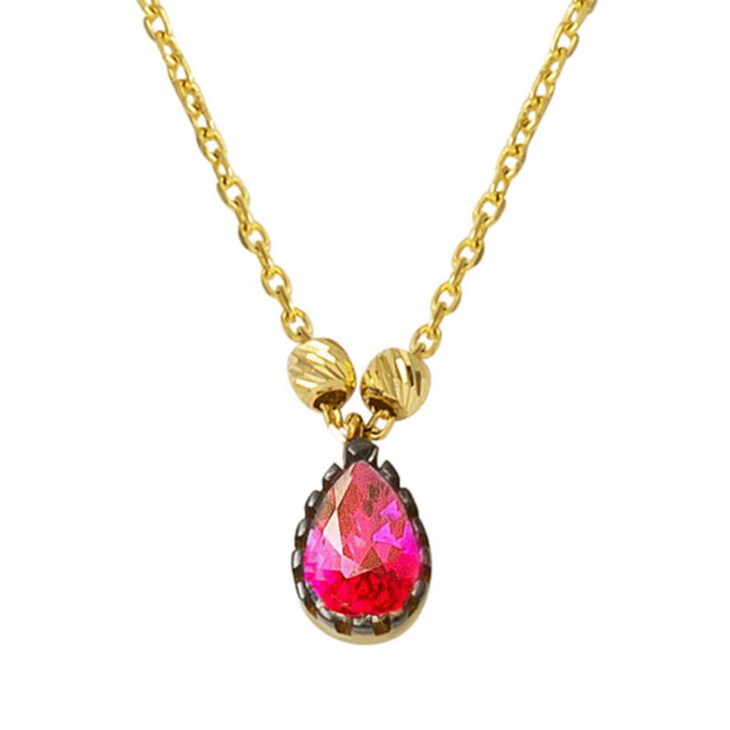 Rouge avec Pierres 14 Carats Or Collier