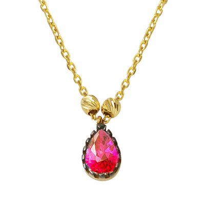 Rouge avec Pierres 14 Carats Or Collier