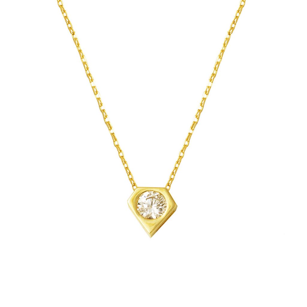 Minimaliste Design Solitairelı 14 Carats Or Collier