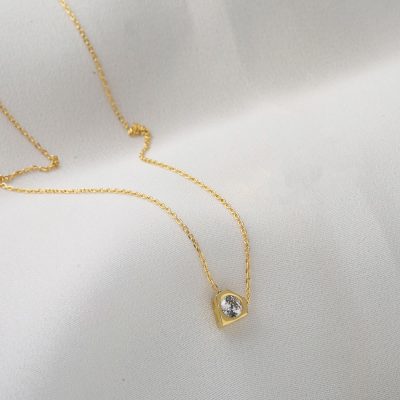 Minimal Design Solitairelı 14 Carats Or Collier - 14K - 1.45g - EZ Gold