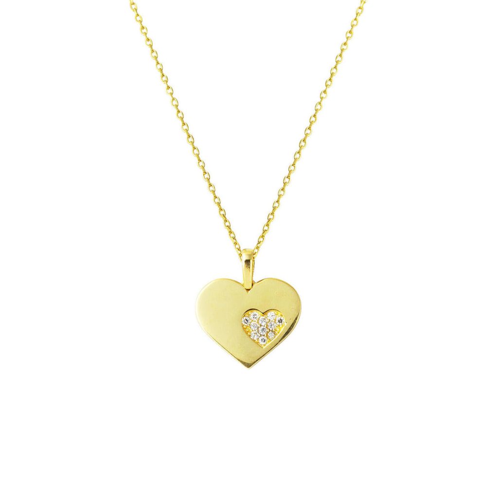 avec Pierres Coeur Or Collier a Chaine