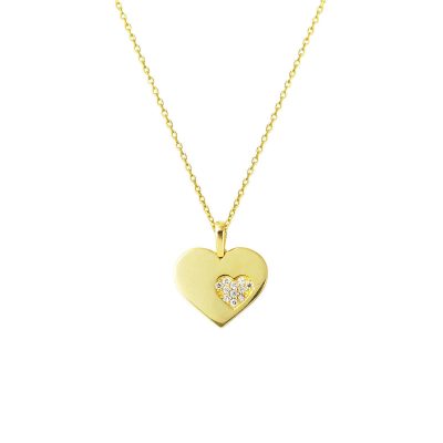 avec Pierres Cœur Or Collier Zincirli