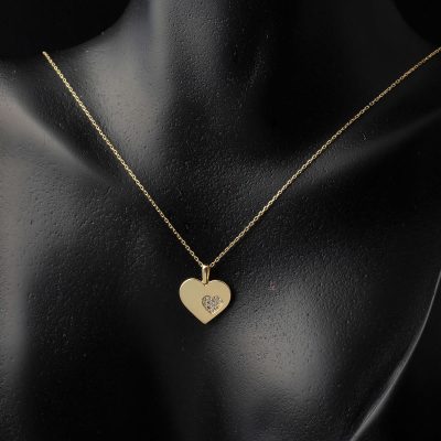 avec Pierres Cœur Or Collier Zincirli - 14K - 1.72g - EZ Gold