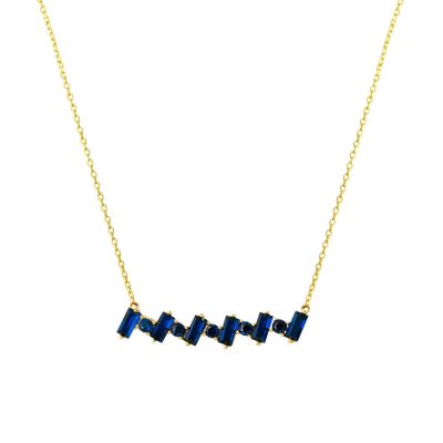 Lacivert Couleur avec Pierres Or Collier