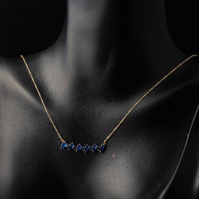 Lacivert Couleur avec Pierres Or Collier - 14K - 1.72g - EZ Gold