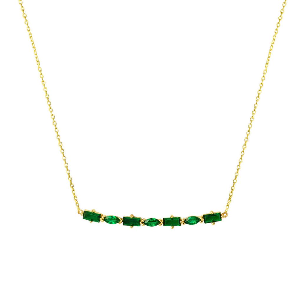 Vert avec Pierres Minimaliste a Chaine Or Collier